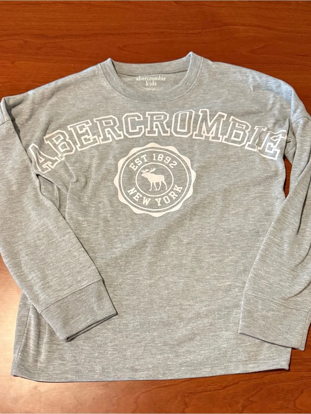 abercrombie kids Gray Logo Sweatshirts with Red Plaid Pajama Pants
